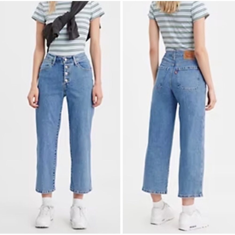 Levi’s mile high cropped wide leg button fly jeans size 27
